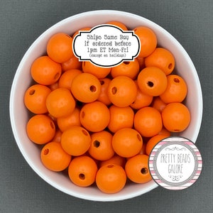 Bright Orange 16mm Wood Beads for Crafts & DIY Garland