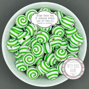 16mm Peppermint Swirl Wood Beads: Christmas DIY Garland Supplies