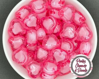 Light Pink Acrylic Heart Shape Bead in a Bead for DIY Bubblegum Necklaces & Chunky Jewelry