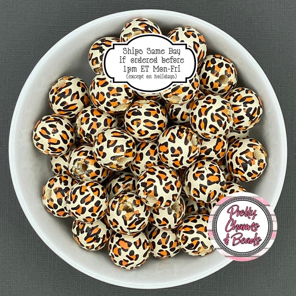 Leopard Giraffe Print Wood Beads for Garland, Ornaments, Keychains and Jewelry