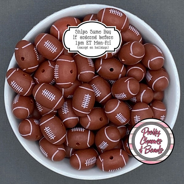 Football Wooden Beads, DIY Wood Bead Garland, Tier Tray Decor, Napkin Rings, Gifts for Team & Coach