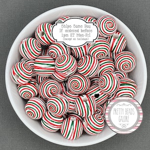 16mm Christmas Swirl Wood Beads: Holiday DIY Craft Supplies
