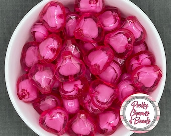 Hot Pink Acrylic Heart Shape Bead in a Bead for DIY Bubblegum Necklaces & Chunky Jewelry