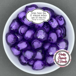 Purple Acrylic Heart Shape Bead in a Bead for DIY Bubblegum Necklaces & Chunky Jewelry