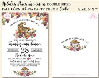 Horn of Plenty Thanksgiving Fall Autumn Cornucopia Party Invitations w/Envelopes Horn of Plenty Thanksgiving Fall Autumn Cornucopia Party Invitations w/Envelopes