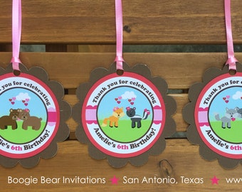 Valentines Day Woodland Party Favor Tags Birthday Pink Love Forest Animals 1st 2nd 3rd 4th 5th 6th 7th Boogie Bear Invitations Amelie Theme