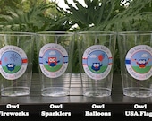 4th of July Birthday Party Beverage Cups Plastic Drink Owls Fireworks Boy Girl 1st 2nd 3rd 5th 6th Boogie Bear Invitations Blakeley Theme