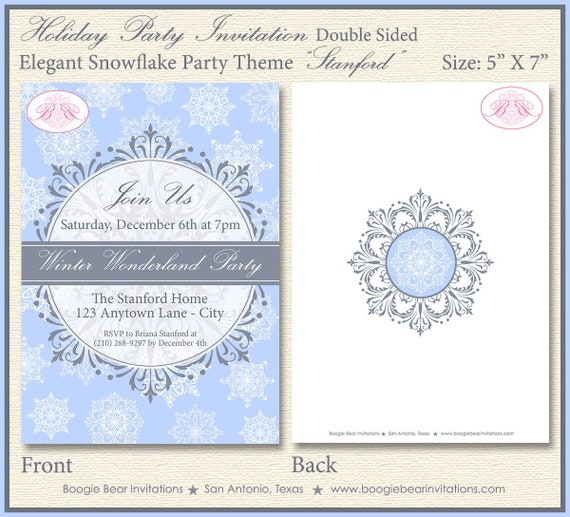 paperless stanford Winter Party Invitation Christmas Snowflake Grey Elegant