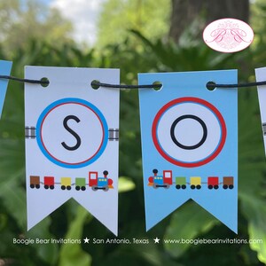 Modern Train Party Pennant Cake Banner Topper Birthday Boy Red - Etsy