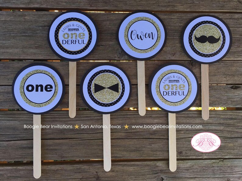 Mr. Wonderful Birthday Party Cupcake Toppers Set 1st ONE Etsy