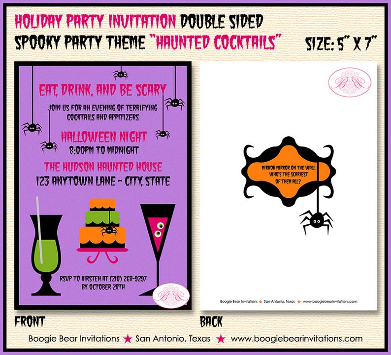 Halloween Appetizer Party Invitation Fall Spooky Spider  Etsy