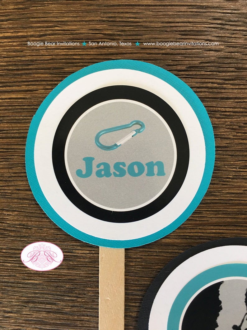 Rock Climbing Party Cupcake Toppers Birthday Mountain Black Etsy