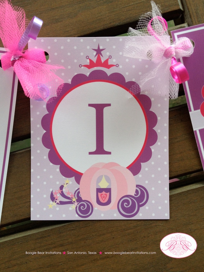 Princess I am 1 Birthday Highchair Banner Magic Fairy Girl Purple Pink Royal Star Crown 1st 2nd 3rd 4th Boogie Bear Invitations Lauren Theme