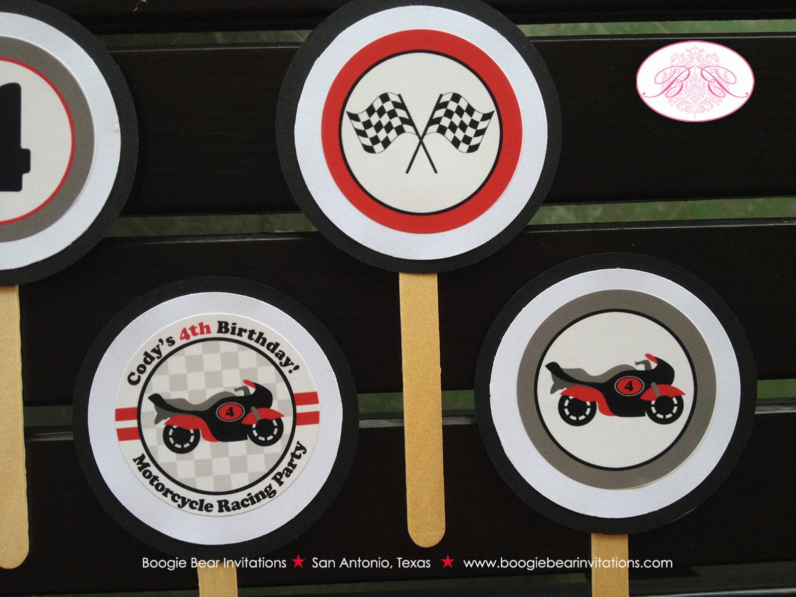 Motorcycle Birthday Party Cupcake Toppers Boy Racing Red Black Etsy