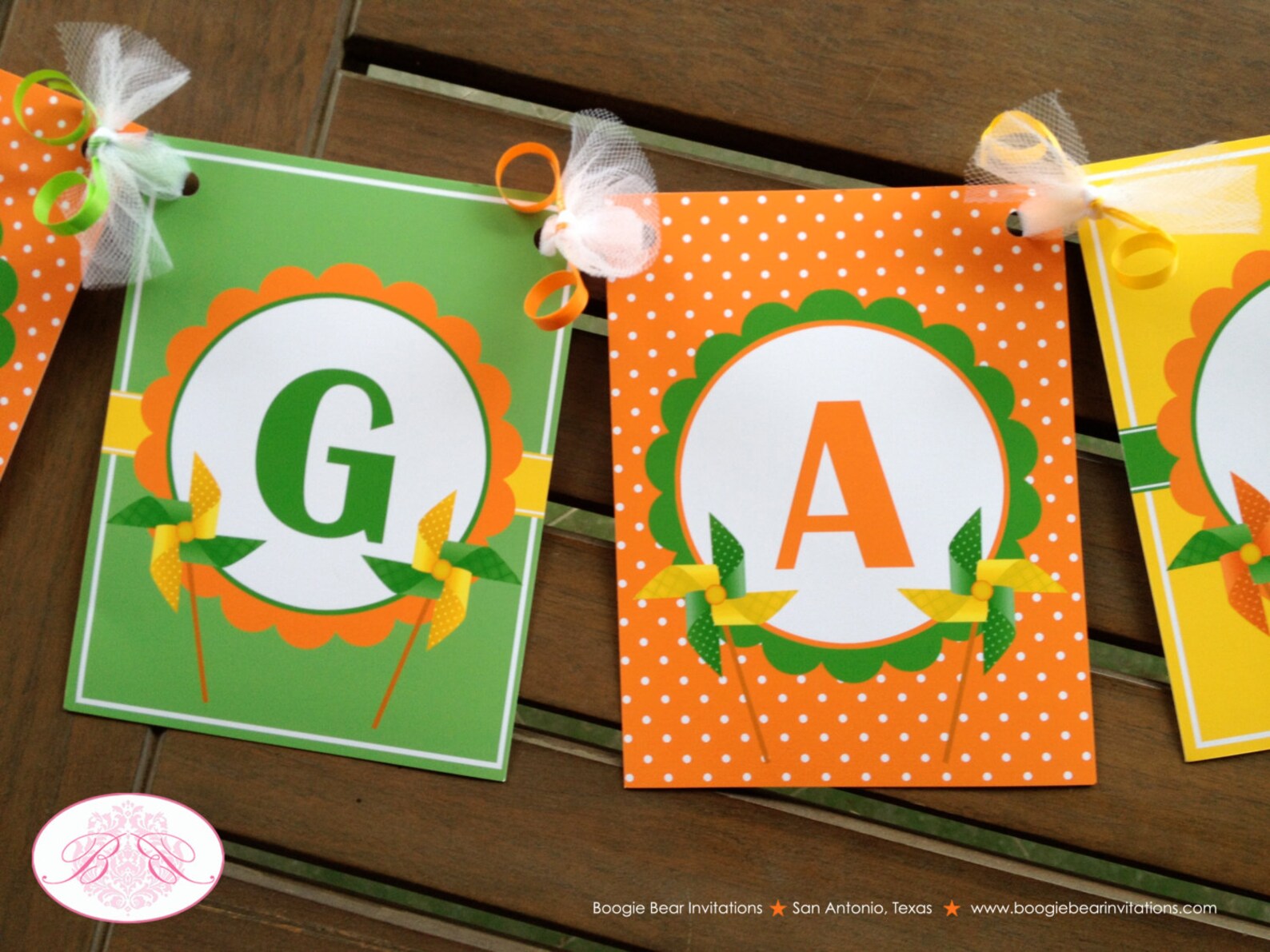 Pinwheel Birthday Party Name Banner Retro Vintage Breezy Boy Etsy