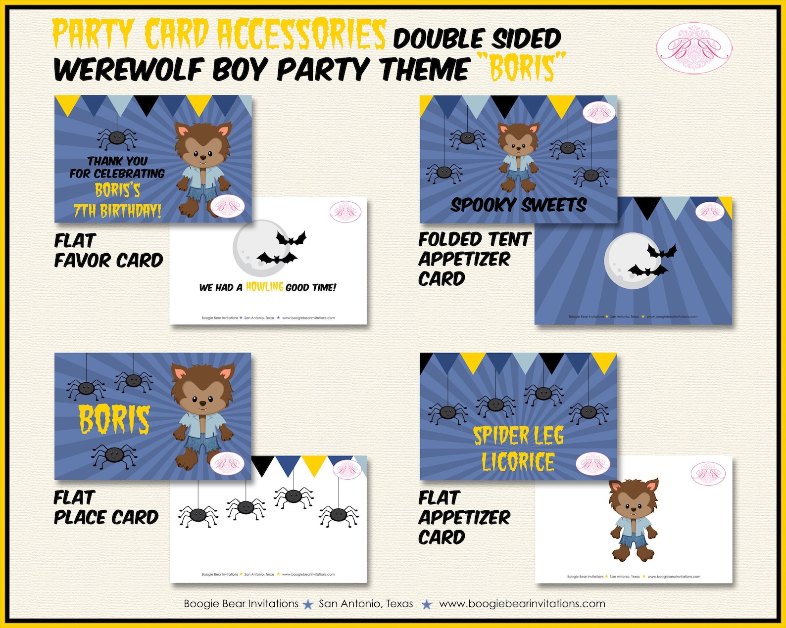 Werewolf Boy Birthday Favor Party Card Tent Place Halloween Etsy