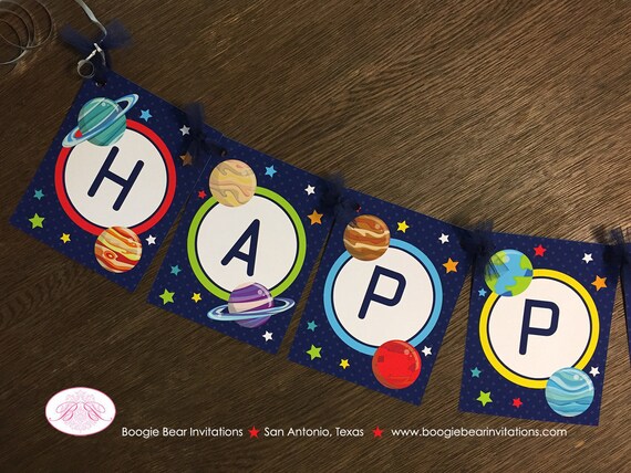 Outer Space Happy Birthday Party Banner Planets Boy Girl - Etsy
