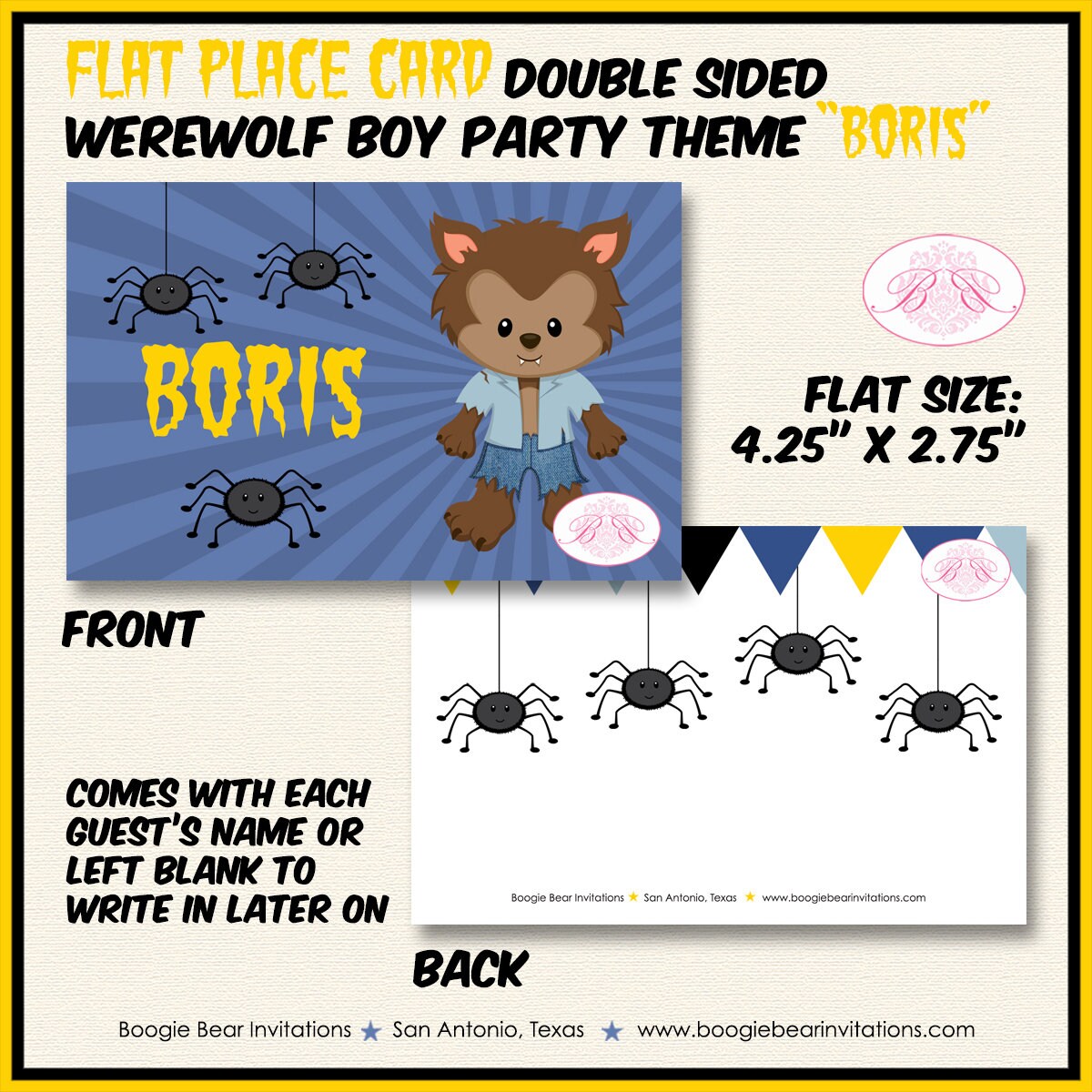 Werewolf Boy Birthday Favor Party Card Tent Place Halloween Etsy