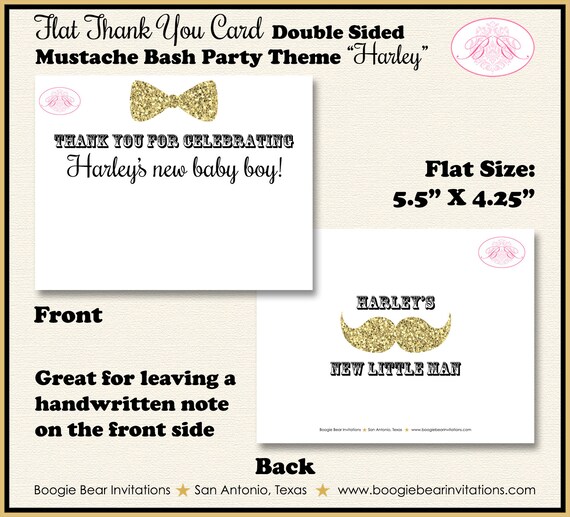 Mustache Bash Party Thank You Card Note Baby Shower Bow Tie Etsy