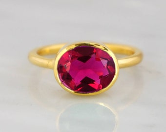 Gems Ring - Duo Combination Rings - Gemstone rings - Gemstone Ring - Stackable Ring - Gold Ring - Oval Ring -Cushion Ring - Gemstone Ring