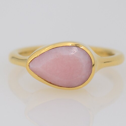 2024 Pink Opal Gemstone ring, October Birthstone ring, Pear Shape ring, Pink Gemstone ring, Stacking ring, Simple everyday ring, Gift for her