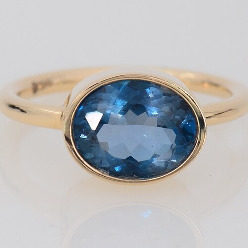 London Blue Topaz ring, Stacking Ring, Solid gold ring, Oval Gemstone ring, Genuine Gemstone ring, shops Colored Gemstone ring, 14k Gold ring