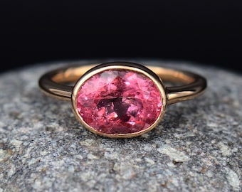 Pink Tourmaline Ring, Multi Tourmaline Ring, Genuine Tourmaline, Sterling Silver Solid Gold Gemstone Ring, Solitaire Ring Natural Tourmaline