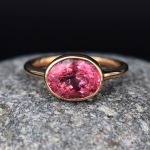 Pink Tourmaline Ring, Multi Tourmaline Ring, Genuine Tourmaline, Sterling Silver Solid Gold Gemstone Ring, Solitaire Ring Natural Tourmaline