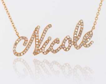 diamond script name necklace
