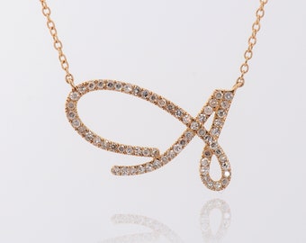 Diamond Initial Necklace, Customized Diamond Letter Alphabet Necklace, Alexis Diamond Necklace, 14K Initial Necklace,14K Custom Name Jewelry