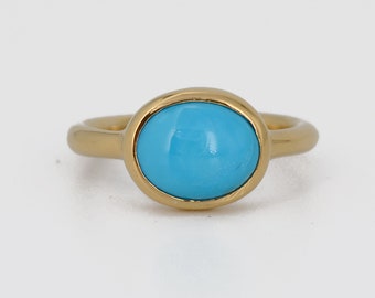 Sleeping Beauty Turquoise ring, Jane Austen ring, Natural turquoise ring, American Sleeping beauty ring, Oval gold ring, Everyday ring