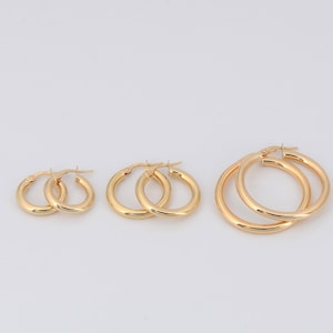 Hoop Earring, 14k Gold Hoops, Thick Gold Hoops Earring, 14k Gold Chunky Hoop, Simple Hoops, Everyday Earring, 14k Yellow Gold Hoops