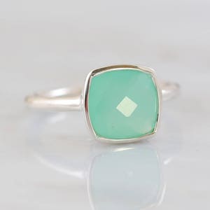 Aqua Chalcedony Ring, Cushion stackable rings, Chalcedony Ring, Everyday Ring, Gemstone Rings, 925 Silver Rings, Brides Gift, Elegant rings