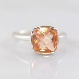 Blush Ring Jewelry, Morganite Ring, Wedding Ring, Bridal ring, Natural stone silver ring, Bridesmaid ring, Cushion ring, Faceted stone Ring