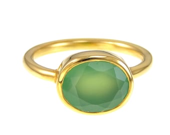 Chrysoprase Ring - Gemstone Ring - Stackable Ring - Gold Ring - Oval Ring - Bridesmaid Jewelry - Gemstone rings