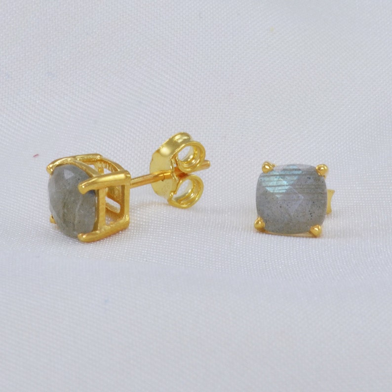 Bridesmaid earrings Gemstone Stud Earrings Minimalist Earring studs Gold Post Earrings Labradorite Stud Earrings