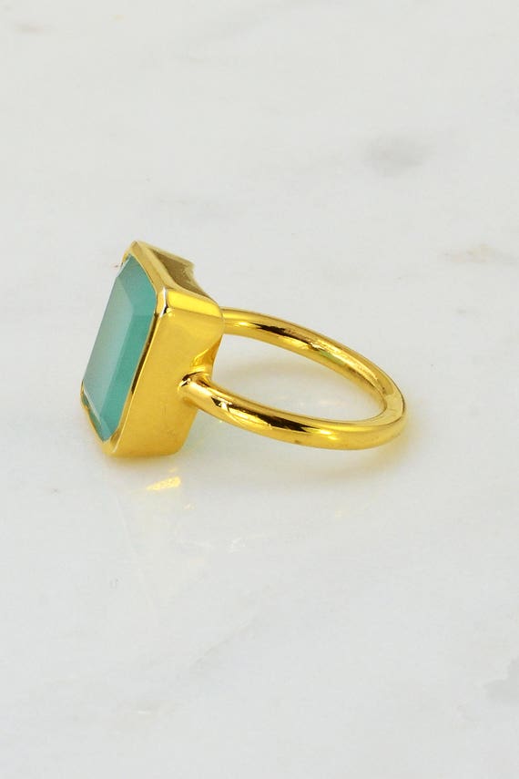 Aqua Green Ring Mint Green Ring Sea Green Chalcedony Contemporary