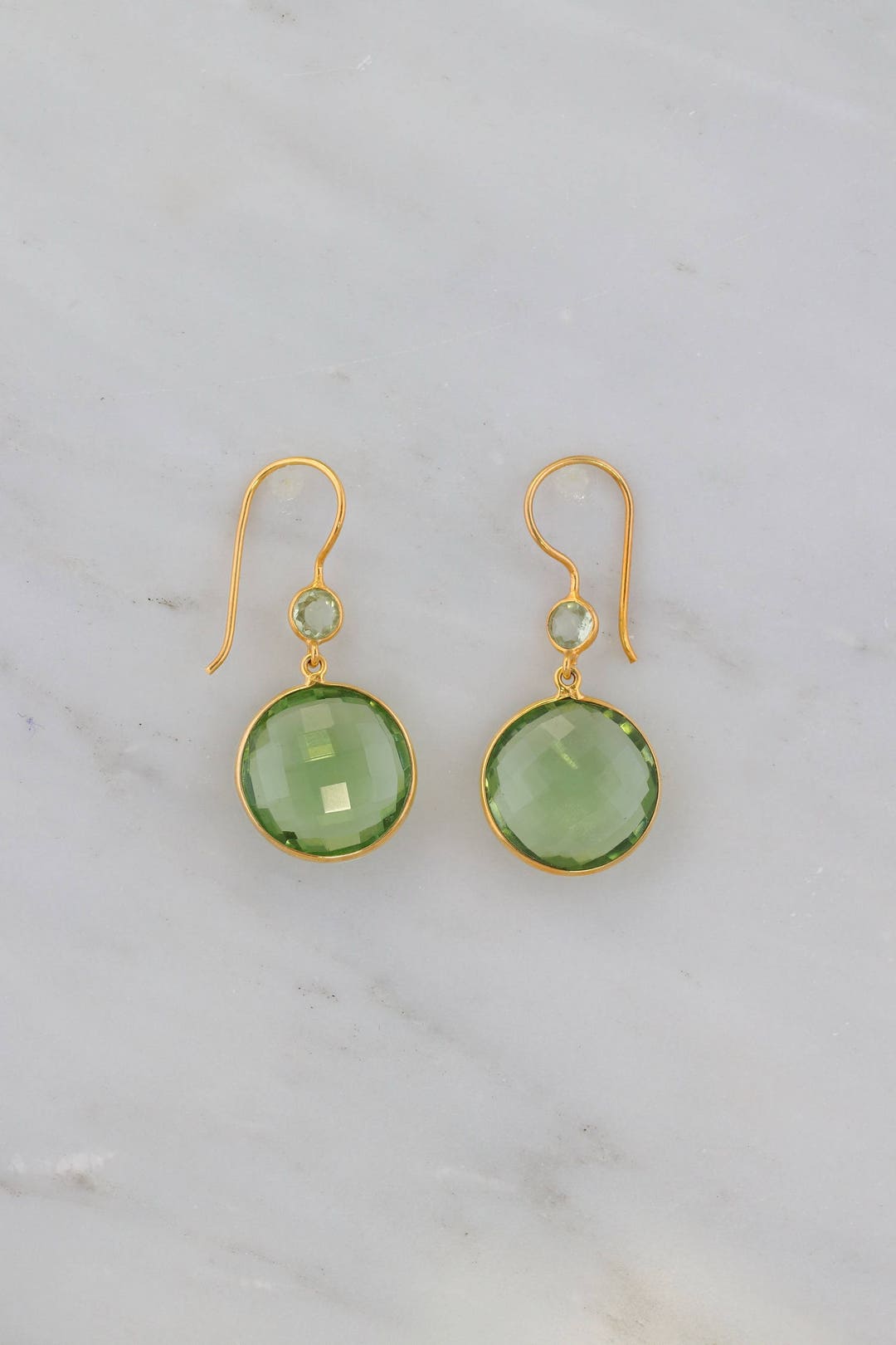 Green Amethyst Earring Amethyst Earring Circle Gemstone - Etsy