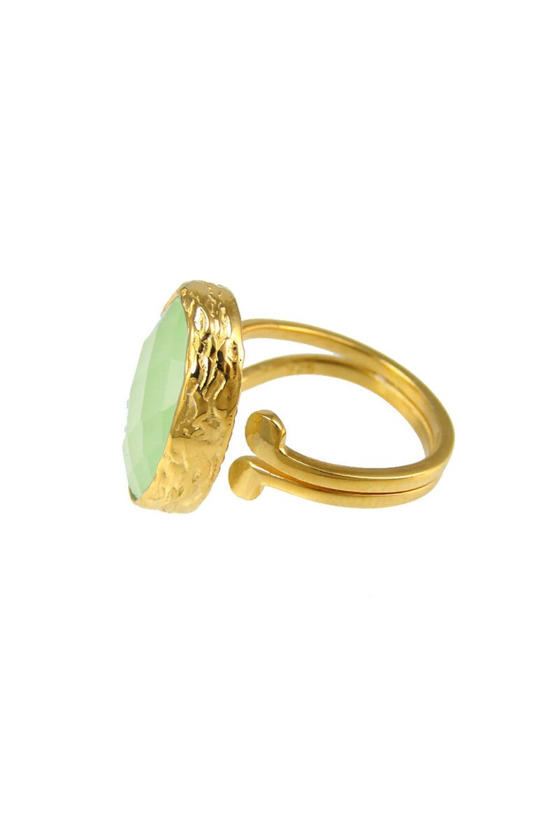 Freeform ring Green Chalcedony Rings Gold Ring Statement ring Earth Green Ring Green Oval Ring Big Gemstone Ring Big Stone Ring
