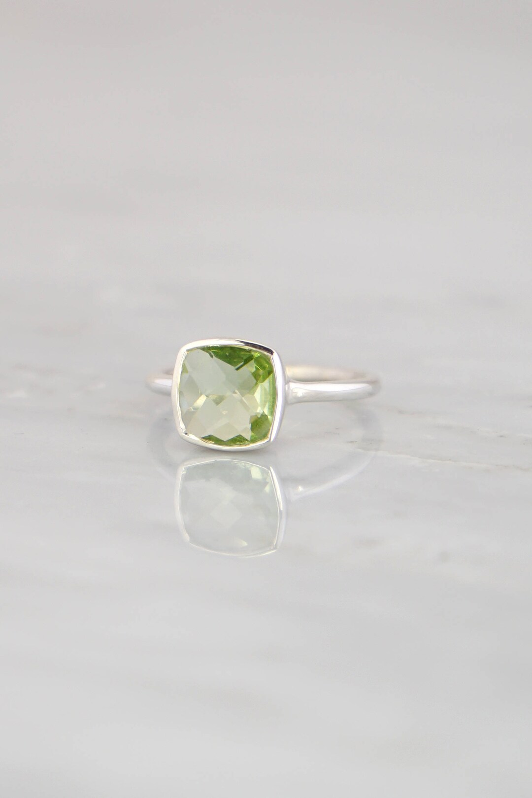 Prasiolite Ring Gemstone Silver Ring Green Quartz Ring - Etsy