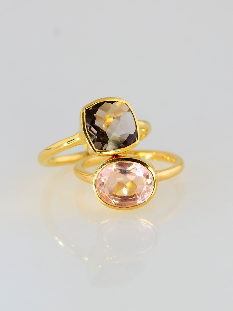 Duo Rings Gems Ring Gemstone Rings Stackable Ring Gold Etsy