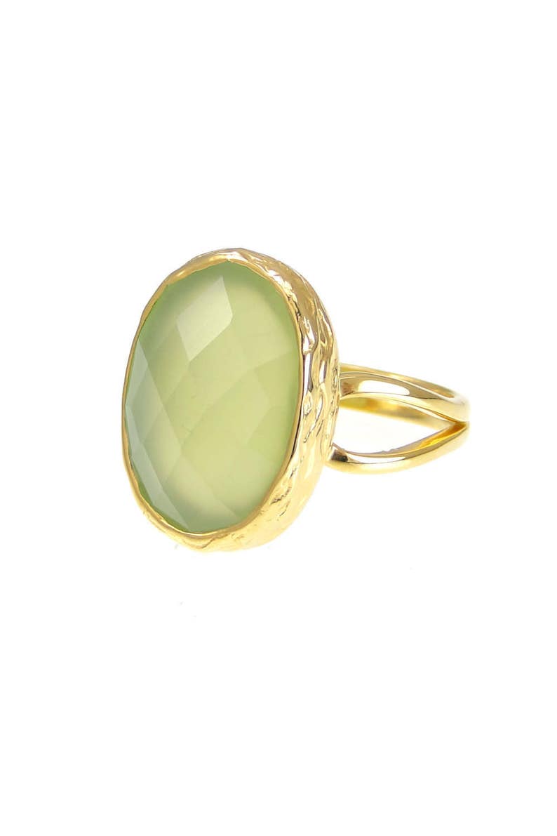 Freeform ring Green Chalcedony Rings Gold Ring Statement ring Earth Green Ring Green Oval Ring Big Gemstone Ring Big Stone Ring