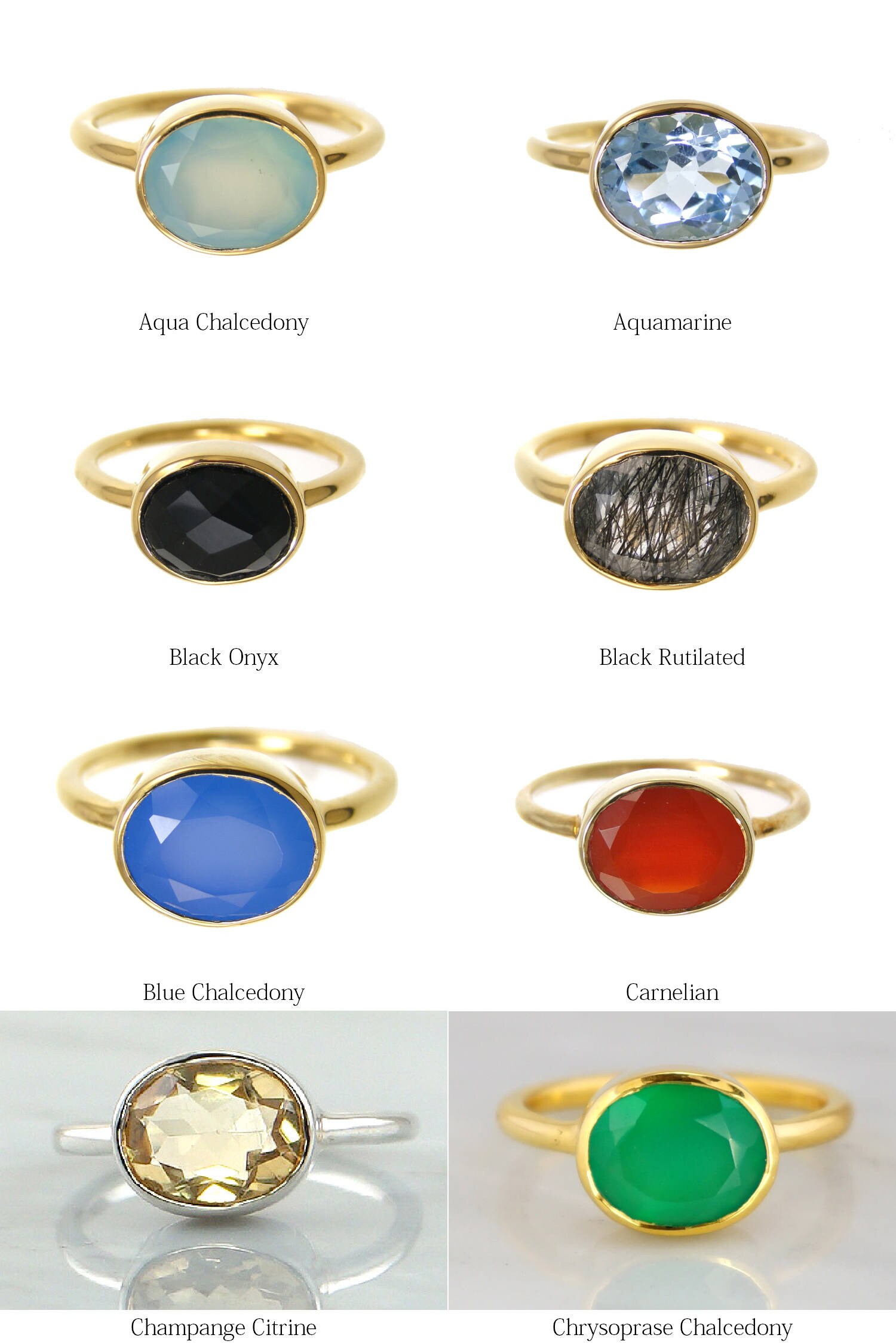 Oval Gemstone Ring Genuine Stone Ringstackable Ringsilver - Etsy