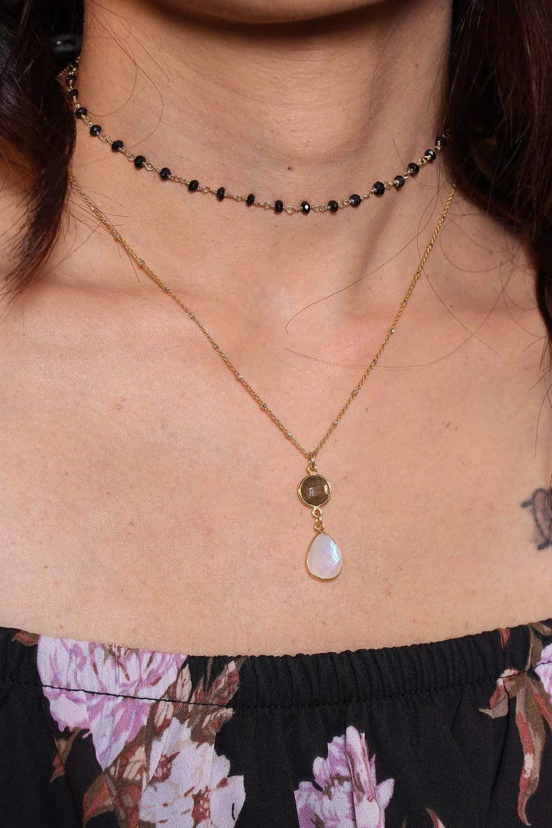 Choker Necklace Wire Wrapped Necklace Gemstone Wire Beaded Etsy