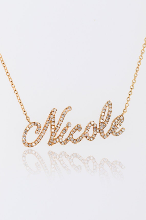 Script Nameplate Necklace 14k Gold 