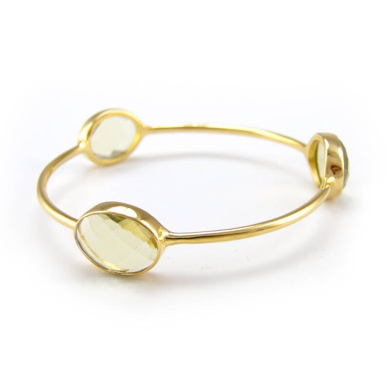 Gemstone Bangle Bracelet Stackable Bangle Lemon Quartz Bangle Stacking Bangles Three stones Bangle Stacker Bangle Gold Bangle