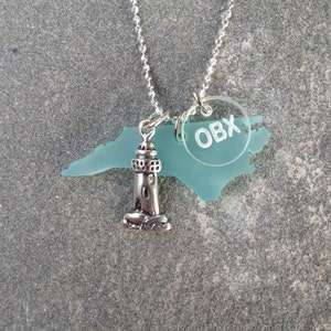 North Carolina Aqua Outer Banks OBX Lighthouse Necklace
