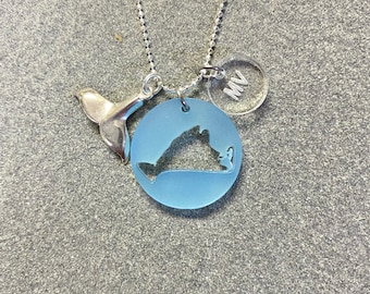 Martha’s Vineyard Sea Glass Style Whale Necklace