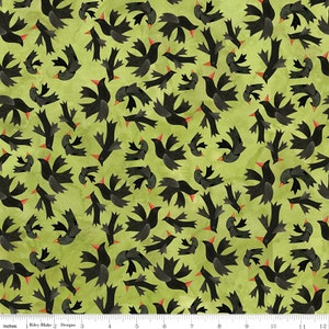 Halloween Whimsy C11822 Green Birds by Teresa Kogut for Riley Blake - by the half-yard