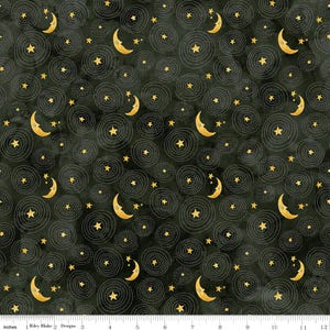 Ghoul Friends C16054 Stars and Moon Black by Teresa Kogut for Riley Blake Designs - by the half-yard